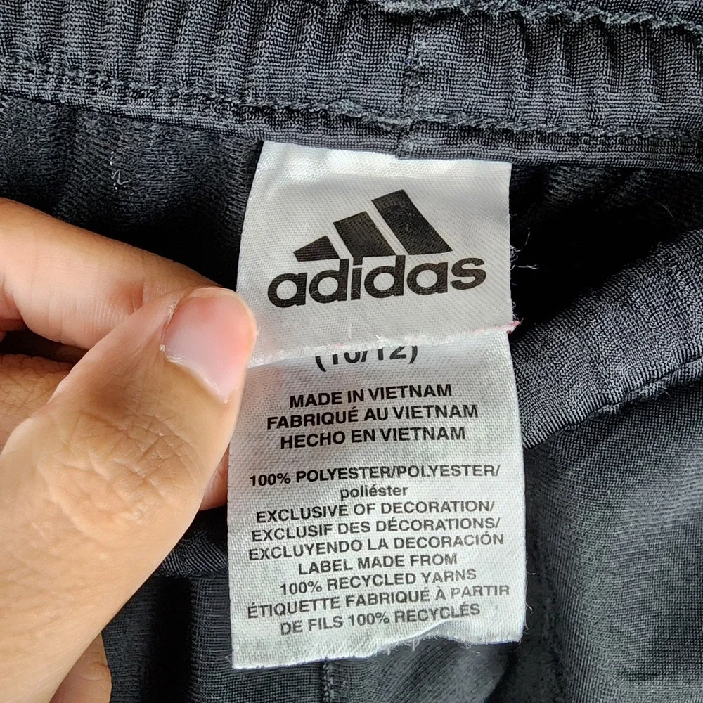 Adidas Joggers Youth Medium 10/12 Black Blue Striped Track Pants AK0162